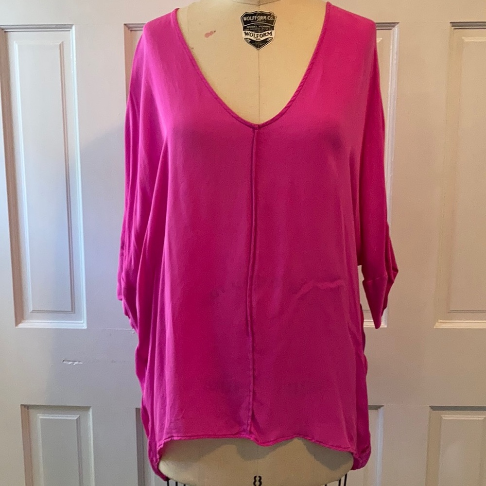 Emerson Thorpe- sz M- silk Tunic hot pink - Picture 1 of 8